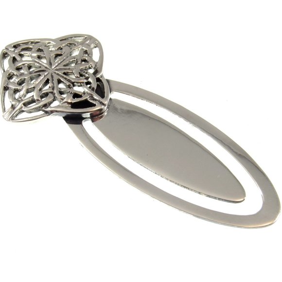 Solid 925 Sterling Silver Celtic Quaternary Knot Bookmark, Irish Page Marker - Picture 6 of 8